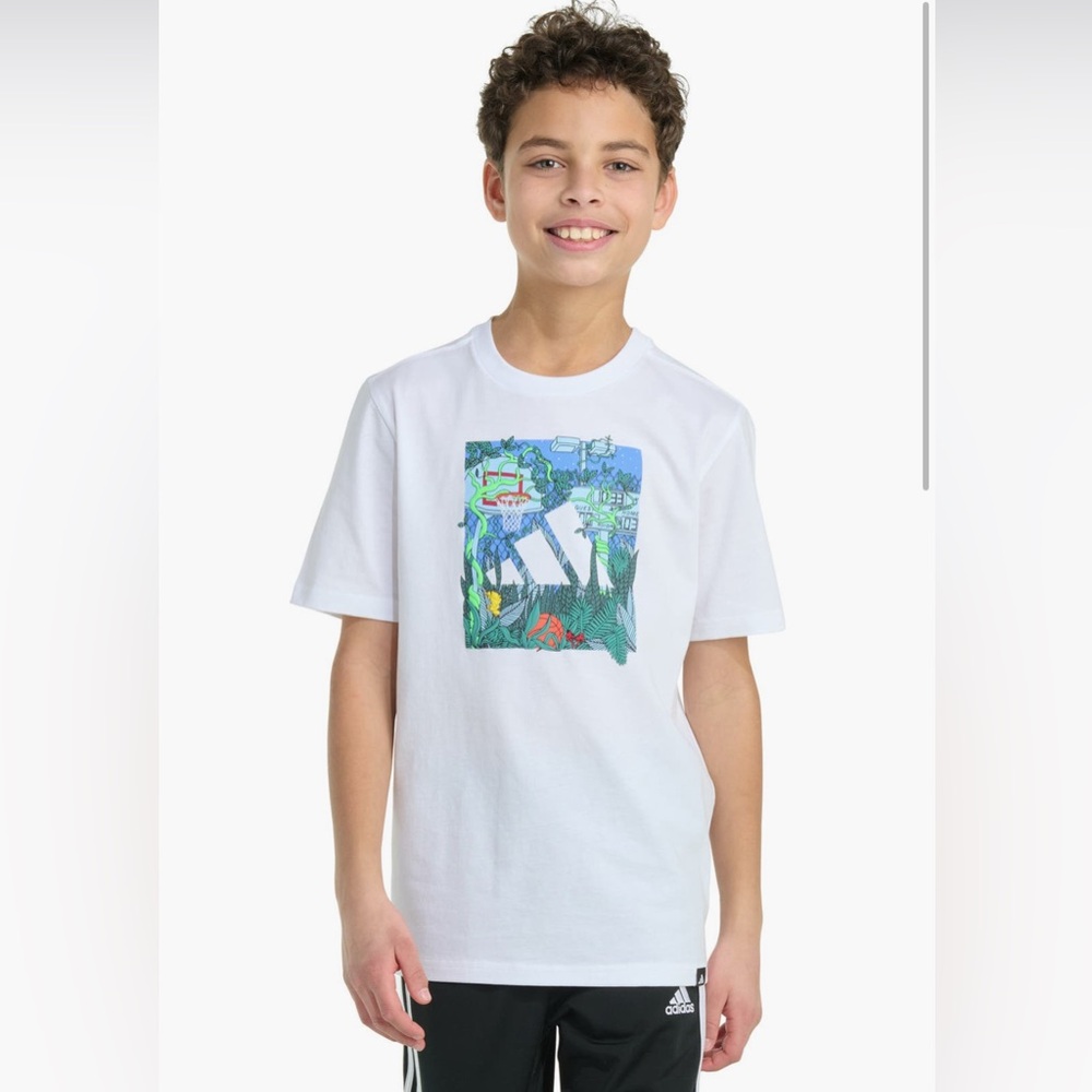 adidas White Tee with Graphic Design